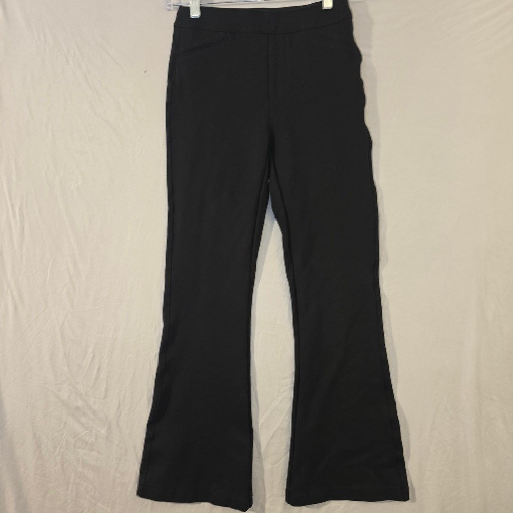 Buckle Black Pull On Pants XS Women Black Flare Stretch Slit Pockets